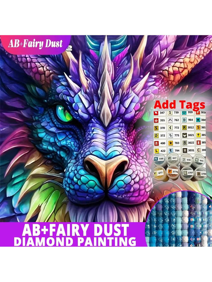Potdemiel DIY Diamantstickerei Drachen Mosaik Set mit Acryl-Elementen in Multicolour, Durchmesser: 20 cm - Bild 5