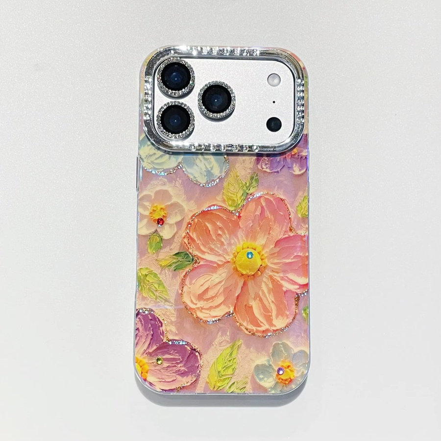 Flower Gradient Shining iPhone Schutzhülle mit Diamond Flash Hole Design in Multicolour für iPhone 17 Air, 16, 15, 14, 13, 12, 11 Pro Max - Bild 2