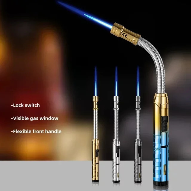 360 Grad Schlauch-Schweißpistole Jet Blue Flame Butangas-Fackel in Blau und Gold für Outdoor, Grill und Küche - Bild 1