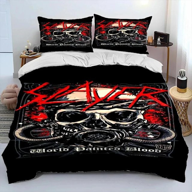 Slayer Heavy Metal Band 3D Bettwäscheset aus Mikrofaser, Schwarz, 3-teilig, Breite: 70 cm, Länge: 133 cm - Bild 1