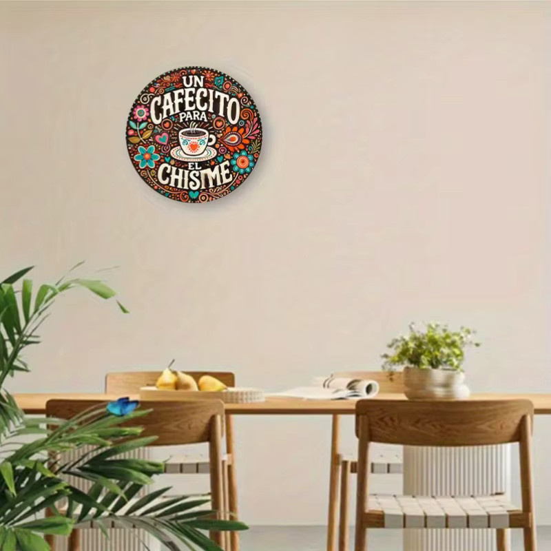 Potdemiel Vintage Wandkunst aus Metall Café Para Cervezas Rundes Aluminiumschild Multicolour Durchmesser: 20,3 cm - Bild 4