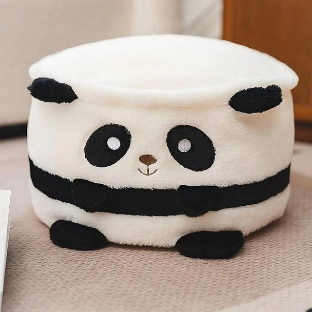 Yiran Toy Plüschhocker Panda und Waschbär, weicher Tierhocker aus Stoff mit abnehmbarem Bezug, Weiß, B: 40 cm, T: 24 cm - Bild 1