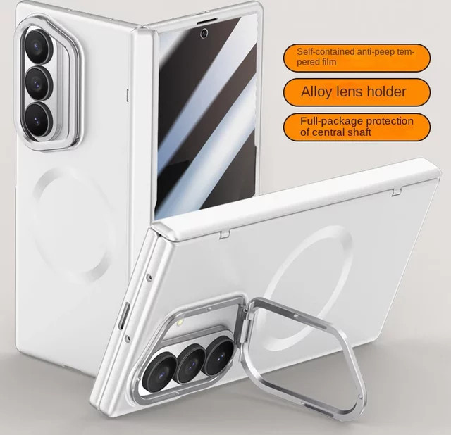 Samsung MagSafe Schutzhülle für Samsung Galaxy Z Fold 7 mit Federscharnier und 9H-Hartglasfolie in Silber - Bild 1