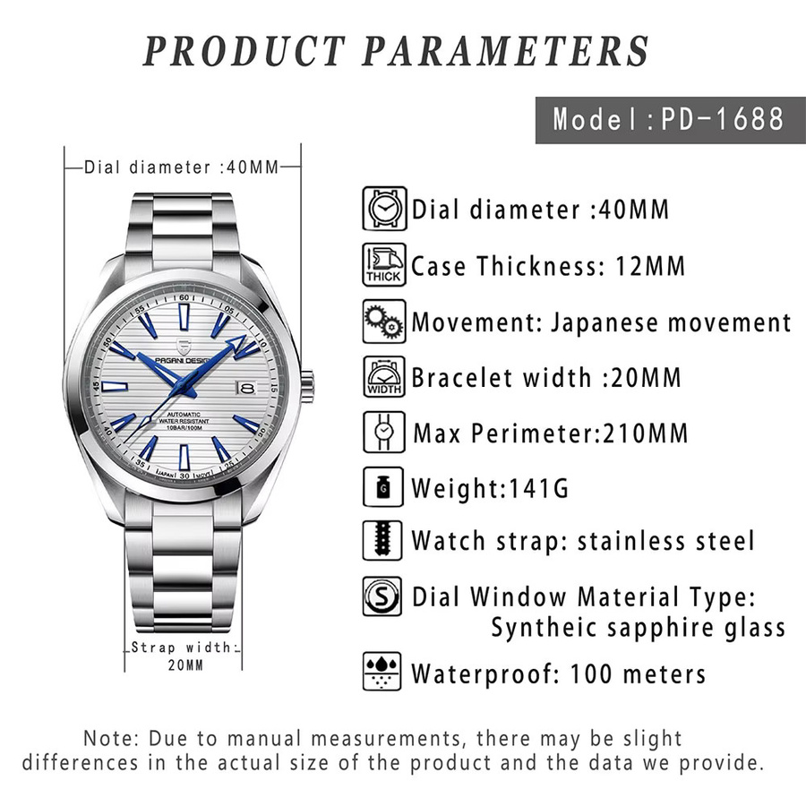 PAGANI DESIGN Armbanduhr, Automatik, Edelstahl, 40 mm, Herren - Bild 6