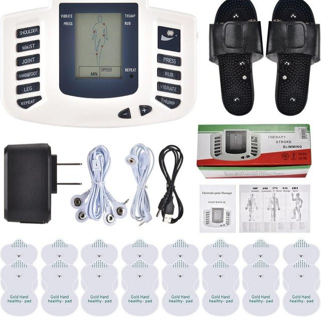 Binchi Health Technology Ganzkörper TENS und EMS Muskel Elektrostimulator mit 16 Pads für Akupunktur Massage in Weiß - Bild 1