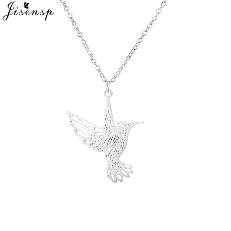 Jisensp Halskette Tiermotiv, Edelstahl, Silber, Unisex - Bild 2