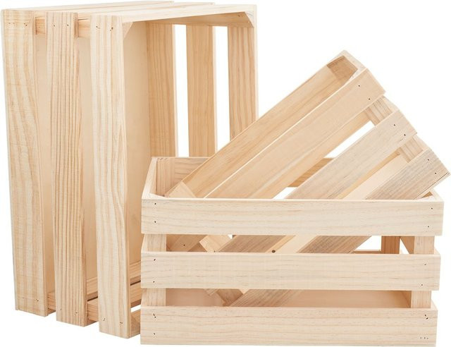 VBS Holzkiste Obstkiste aus Kiefernholz und Sperrholz in Beige, B/T/H: 30,0 x 19,5 x 3,0 cm - Bild 1