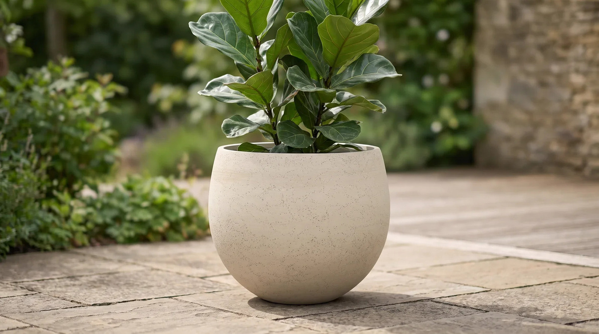 Pflanztopf Sandro von Aplanta, Keramik, beige, rund, Durchmesser: 28 cm, Höhe: 23 cm - Bild 2