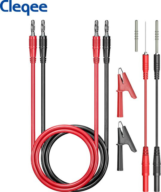 Cleqee CKT017 Messleitungen-Set mit 4-mm-Bananensteckern, Draht-Piercing-Sonden, Verlängerungskabeln und Krokodilklemmen für elektrische Prüfungen - Bild 1