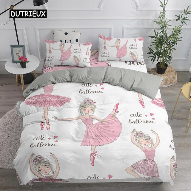 Binchi Outdoor Product Bettwäsche-Set mit Ballett-Motiv für Mädchen, Rosa, B/H: 135 x 200 cm - Bild 1