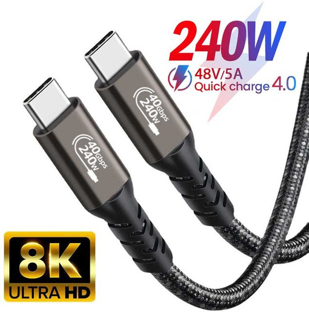 BSN USB4 Kabel mit Thunderbolt 3/4 Kompatibilität, 40 Gbit/s Datenübertragung, 4K Videofunktion und PD240W Schnellladefunktion, USB-C auf USB-C - Bild 1