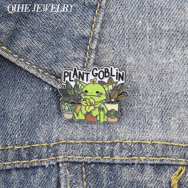 QIHE JEWELRY Anstecknadel Pflanzen-Goblin Cartoon Emaille, Unisex - Bild 1