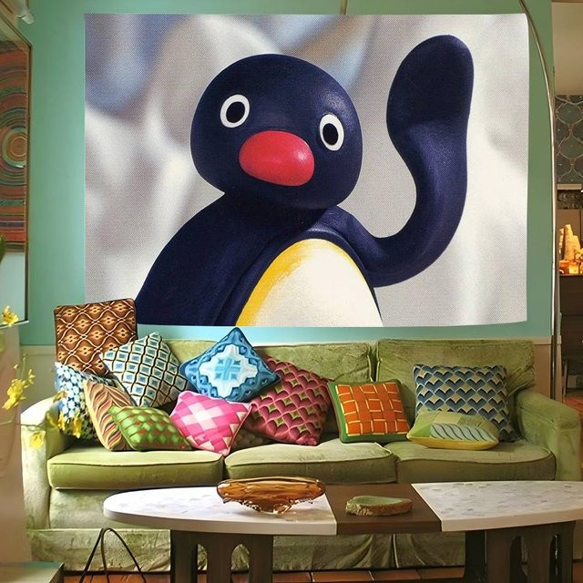 Mesuca Pingu-Serie Pinguin-Fotohintergrund für Kindergeburtstage und Kinderporträts, Mehrfarbig, B/H: 70 x 70 cm - Bild 1