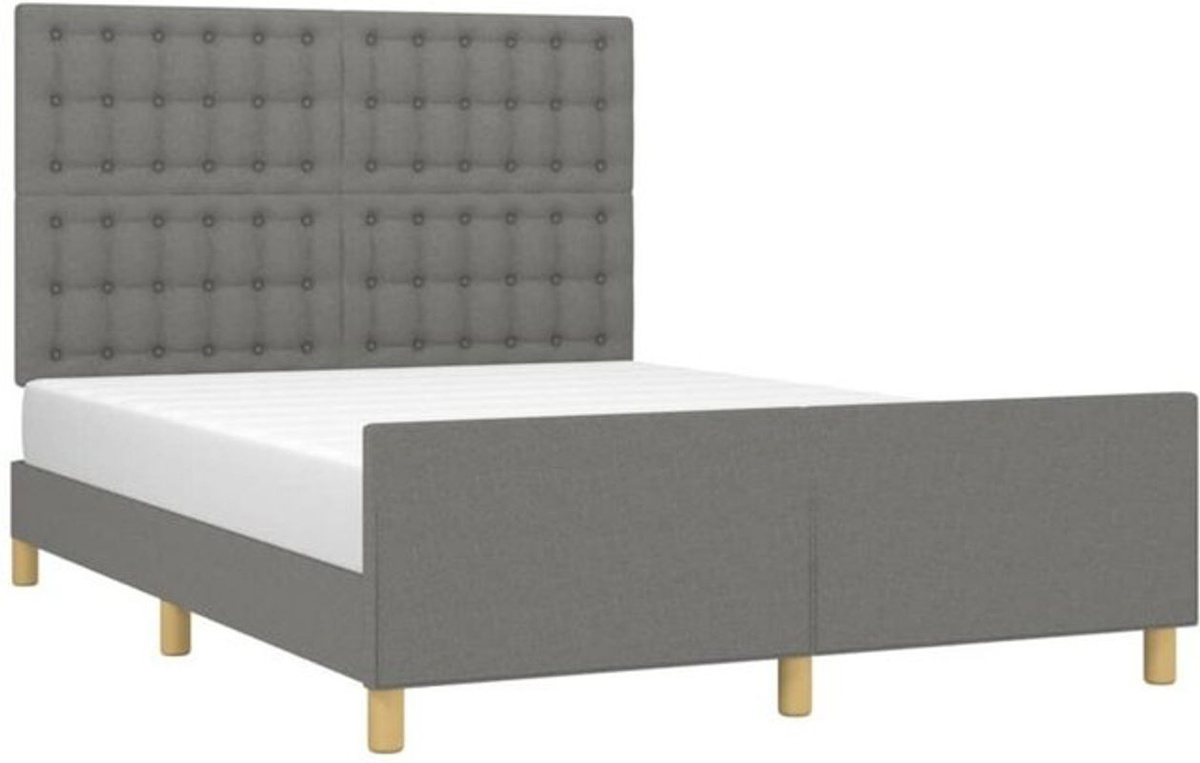 Polsterbett vidaxl aus Stoff und Massivholz in Anthrazit, B/T/H: 140 x 200 cm - Bild 1