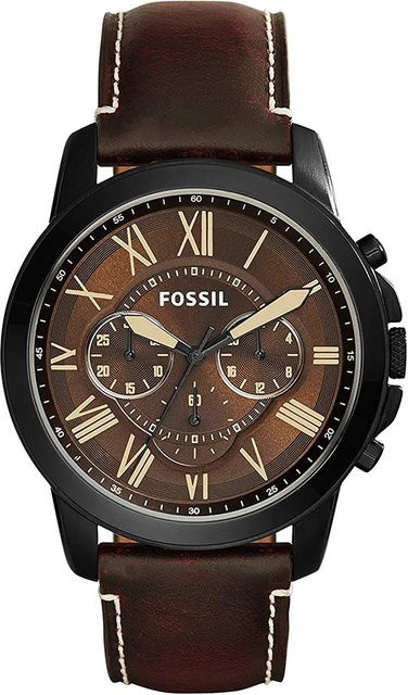 Fossil Chronograph, Quarz, Edelstahl, Silikon, Braun, Herren - Bild 1