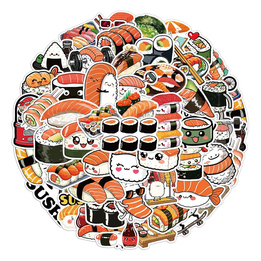 50 Stück Kawaii Sushi Dekorative Aufkleber in Multicolour für Scrapbooking und DIY-Projekte - Bild 2