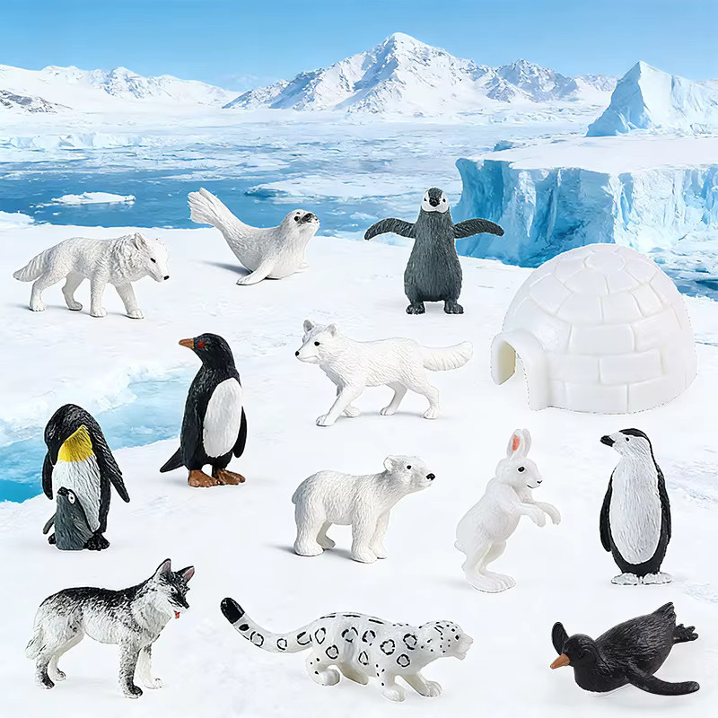 Oenux Simulationsmodell-Actionfiguren, Eispinguin Eisbär Robbe Husky Delfin Beluga Wal, Puppen - Bild 1