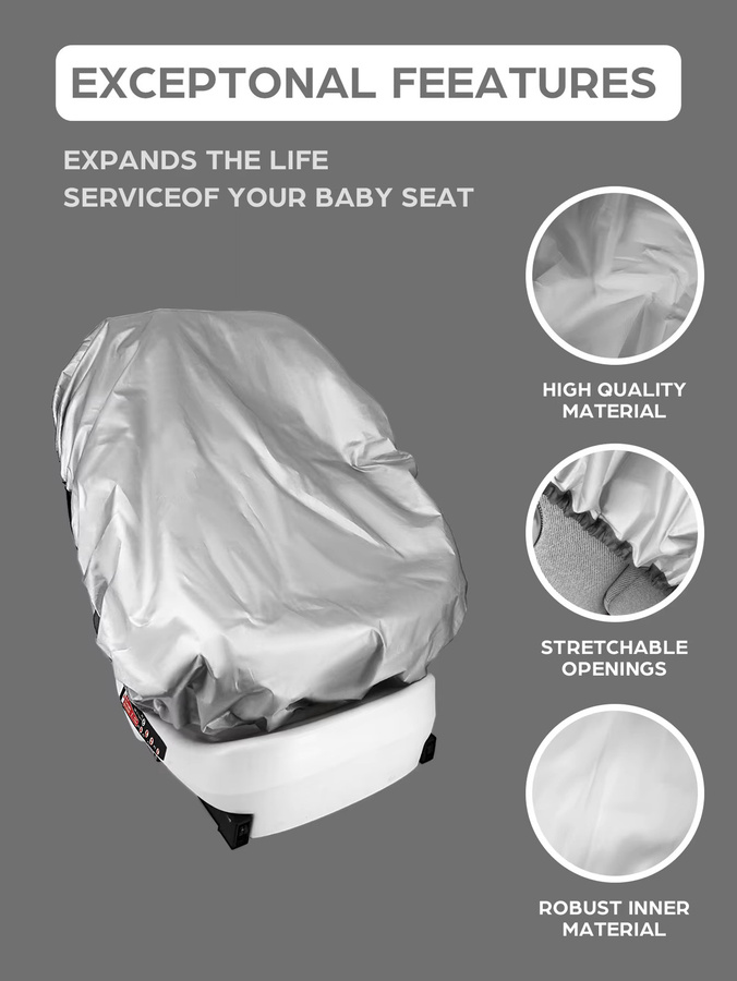 Universeller Baby Auto Sitz Sonnenschutz in Silber zum Schutz vor UV-Strahlung und Hitze - Bild 5