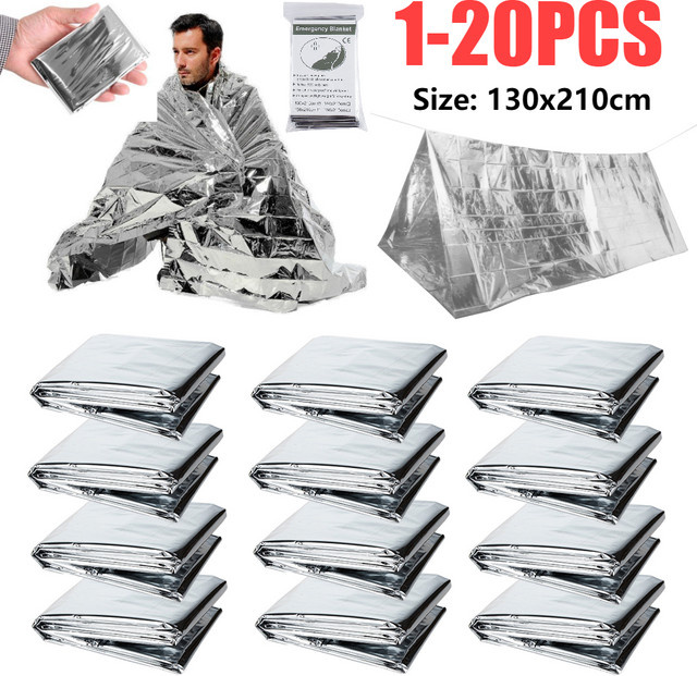 jaysuing Notfall Rettungsdecke Wasserdicht und Winddicht für Outdoor Survival und Camping im 1-10er Set - Bild 1