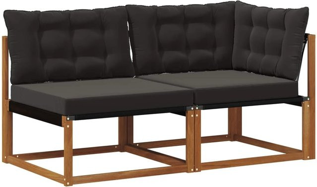 vidaXL Outdoor Lounge-Set aus Akazie Massivholz in Natur mit 7-teiliger Ecksofa-Garnitur und Textilene-Polstern - Bild 1