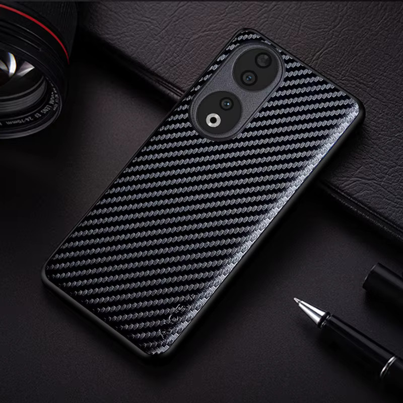 Stoßfeste und schlanke Kohlefaser-Schutzhülle für Honor 90 70 50 20 10 Pro Lite in Schwarz und Rot - Bild 2