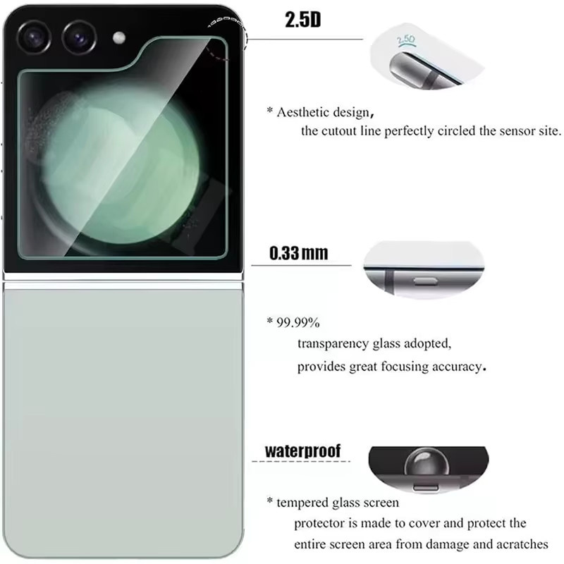 Samsung Displayschutzfolie aus gehärtetem Glas für Galaxy Z Flip 7, 6 und 5 5G, transparent, 9H Härtegrad und HD-Klarheit - Bild 3