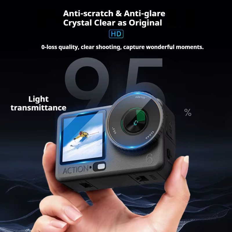 DJI Osmo Action 6 Displayschutzfolie und Linsenschutz aus gehärtetem Glas, transparent - Bild 2