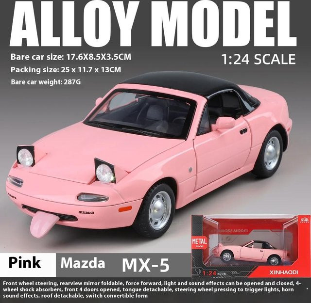Linyi Mx-5 Miniatur-Legierungs-Metall-Druckguss-Spielzeugauto-Modell, 1:24, mit Sound & Licht, zu öffnenden Türen, ab 14 Jahren - Bild 1
