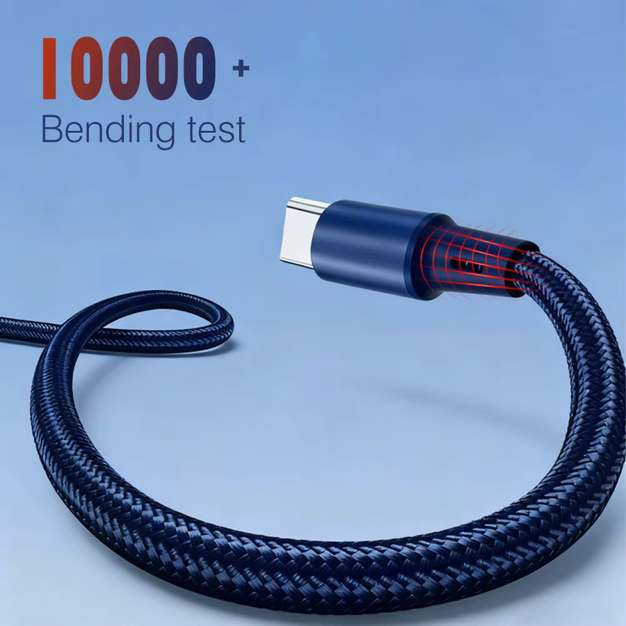 UGOURD USB-C auf USB-C Schnellladekabel 60 W, blau-orange geflochtenes Netzkabel für Samsung und Huawei Tablets - Bild 5