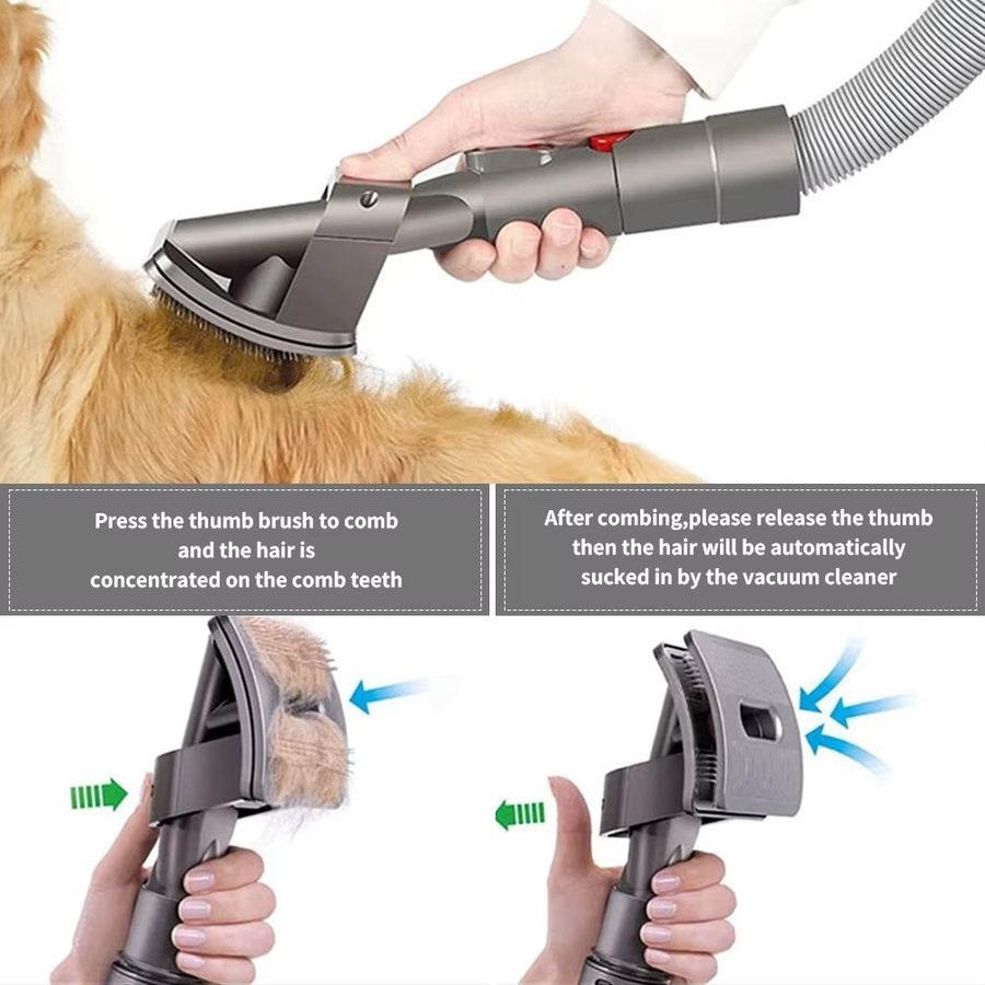Dyson Hundesalon Pinsel für V6 V7 V8 V10 V11 V15 in Grau mit Konverter zur Fellentfernung für Hunde und Katzen - Bild 3
