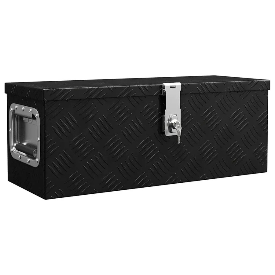 DELUKE Aluminiumbox mit Deckel und Schloss, abschließbare Alubox als Deichselbox oder Werkzeugkiste, Schwarz, B/T/H: 60 x 23,5 x 23 cm - Bild 2