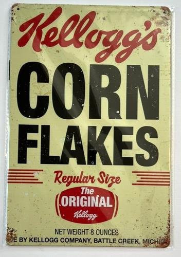 Kellogg's Corn Flakes Vintage Metallschild Wandkunst B: 20,0 cm, H: 14,0 cm, T: 1,0 cm - Bild 1