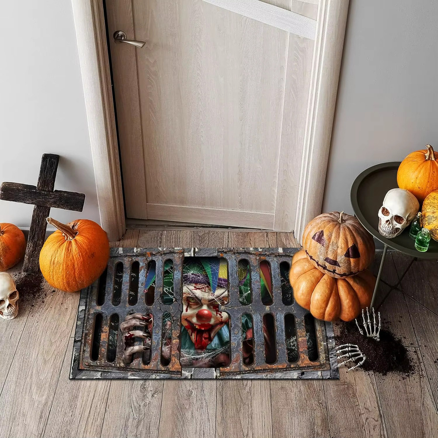 VIKAMA Halloween 3D Illusion Clown Fußmatte für drinnen und draußen, Mehrfarbig, B/T: 60 x 40 cm - Bild 2