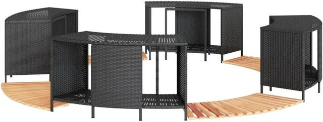 vidaXL Whirlpool-Umrandung aus schwarzem Poly-Rattan und geöltem Akazien-Massivholz - Bild 1