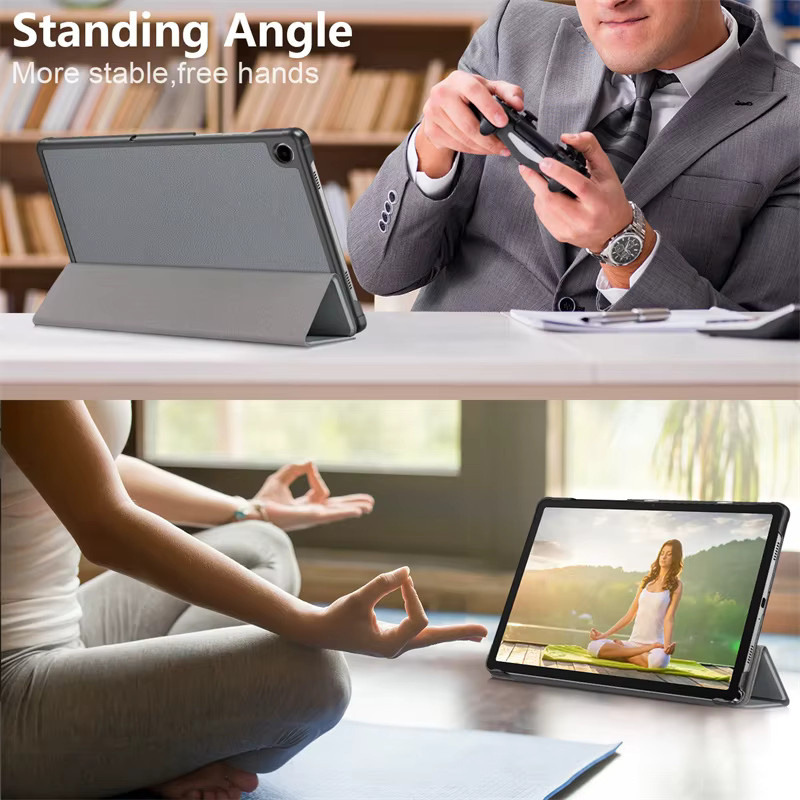 Samsung Galaxy Tab A11 Plus X230 Smart Cover aus magnetischem Leder mit Trifold-Funktion in Blau und Grau - Bild 5