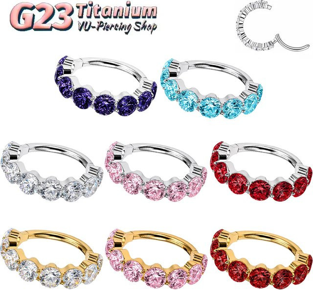 Clicker Hoop Septum Helix Daith Knorpel Nasen-Körperschmuck, Titan, CZ, Mehrfarbig, Unisex - Bild 1
