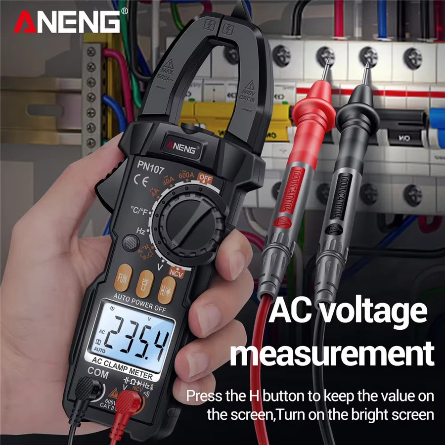 ANENG PN107 Zangenamperemeter VC1010 Spannungsprüfer-Set in Rot mit 4000 Anzeigen, 200A AC/DC Strommessung und NCV-Erkennung für Elektriker - Bild 3