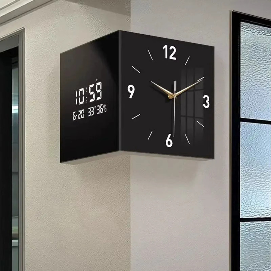 MagiDeal Eck-Digitaluhr in Pure White mit Datums- und Wochenanzeige zur Wandmontage - Bild 3