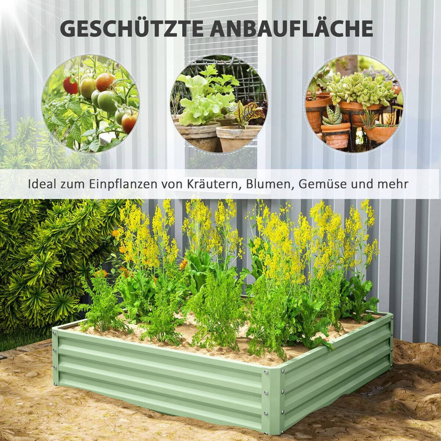Outsunny Hochbeet aus verzinktem Stahl in Grün, B/H/L: 120 x 30 x 120 cm - Bild 4