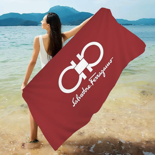 F-Ferragamos Strandtuch für Mädchen aus Mikrofaser, buntes Badetuch mit Grafikdesign, schnell trocknend und sandfrei, Farbe: Mehrfarbig/Rot - Bild 1