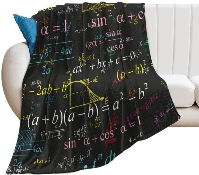 Weiche Fleece-Decke mit mathematischem Gleichungs-Design aus Samt und Flanell, Mehrfarbig, B/T: 180 x 230 cm - Bild 1