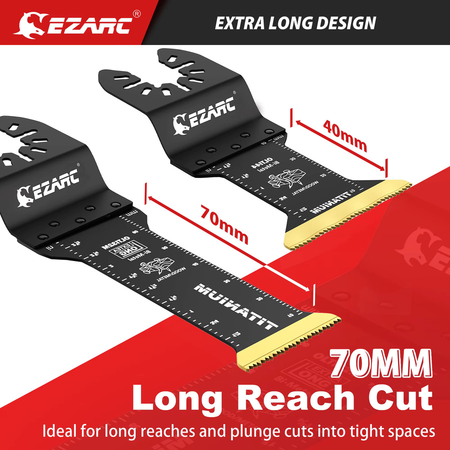 EZARC 12-teiliges Titan-Oszillierwerkzeug-Klingen-Set für Metall und Holz mit Standard- und Extra-Längen - Bild 3