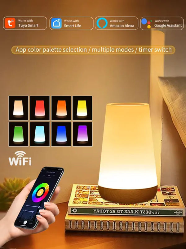 Tuya Smart LED Tischlampe mit RGB-Farben, dimmbar, Wifi App-Steuerung und Touch-Funktion, kompatibel mit Alexa und Google Home, Multicolor - Bild 7