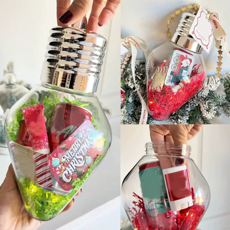 Transparentes Geschenkverpackungsglas im Glühbirnen-Design als hängender Weihnachtsschmuck - Bild 2