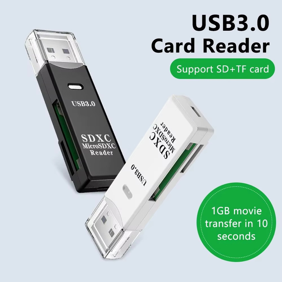 2 in 1 USB 3.0 Kartenleser und USB Flash Drive Adapter für SD und TF Speicherkarten in Weiß - Bild 3