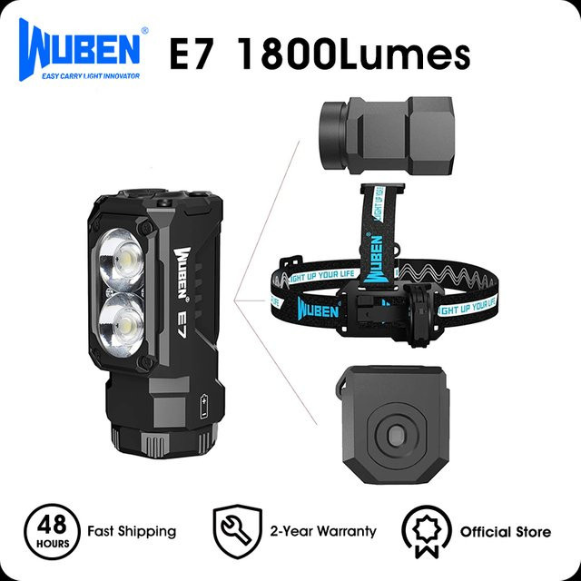 WUBEN E7 Mini-Taschenlampe mit 1800 Lumen, wiederaufladbare LED EDC-Taschenlampe mit 6 Modi, Typ-C, IPX8 wasserdicht, Schwarz - Bild 1