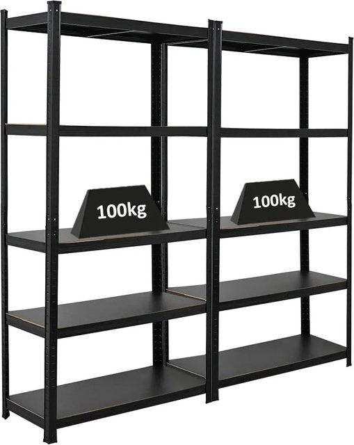 2er Set PROREGAL All Black Series Ragnar Schwerlastregal aus Metall in Matt Schwarz, H x B x T: 180 x 90 x 40 cm - Bild 1