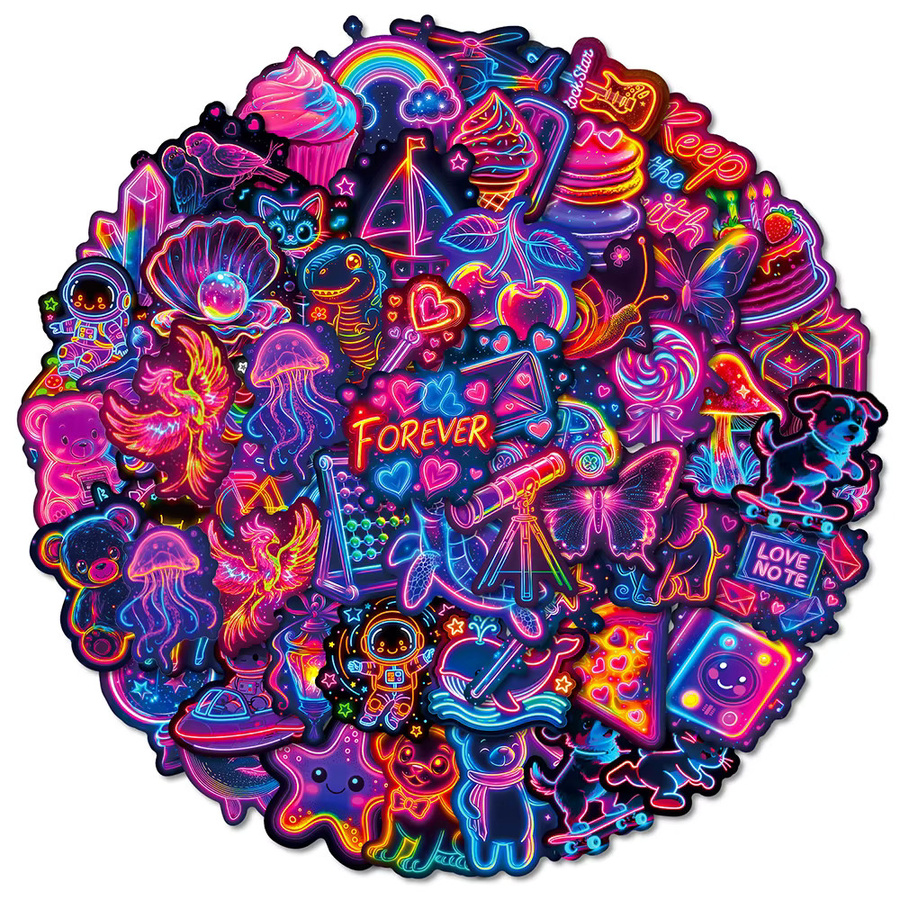 Rspctou Neon-Style Cartoon Ästhetische Aufkleber, wasserfest, multicolor - Bild 2