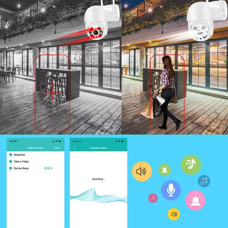 V360PRO 8MP 4K WLAN PTZ-Überwachungskamera für Außenbereich mit KI-Auto-Tracking und Farbnachtsicht in Weiß - Bild 4