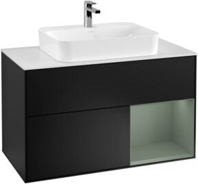 V&B Waschtischunterschrank Finion 100 mit Wandbeleuchtung in Eiche Lackiert B/T/H: 100 x 50,1 x 50,1 cm - Bild 1